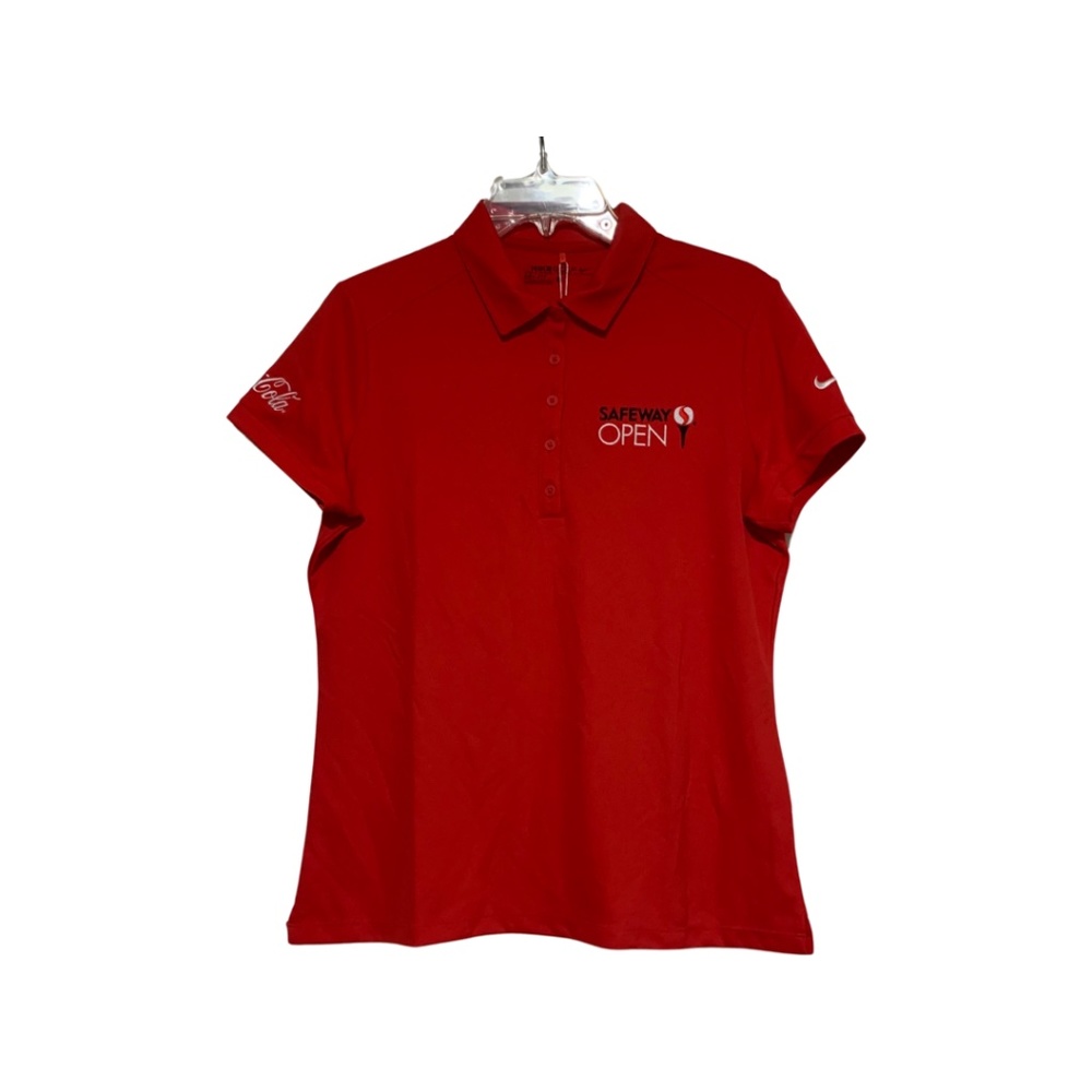 Women’s Nike Golf Victory Safeway Open Coca Cola Polo in Red Sz LG NWT